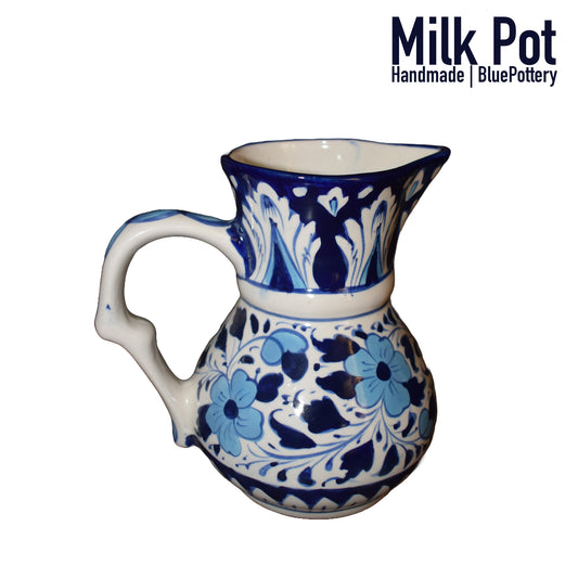 Milk Pot Handmade Blue Pottery
