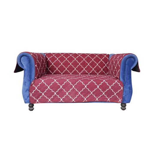 Sofa Cover Maroon Geomatrical