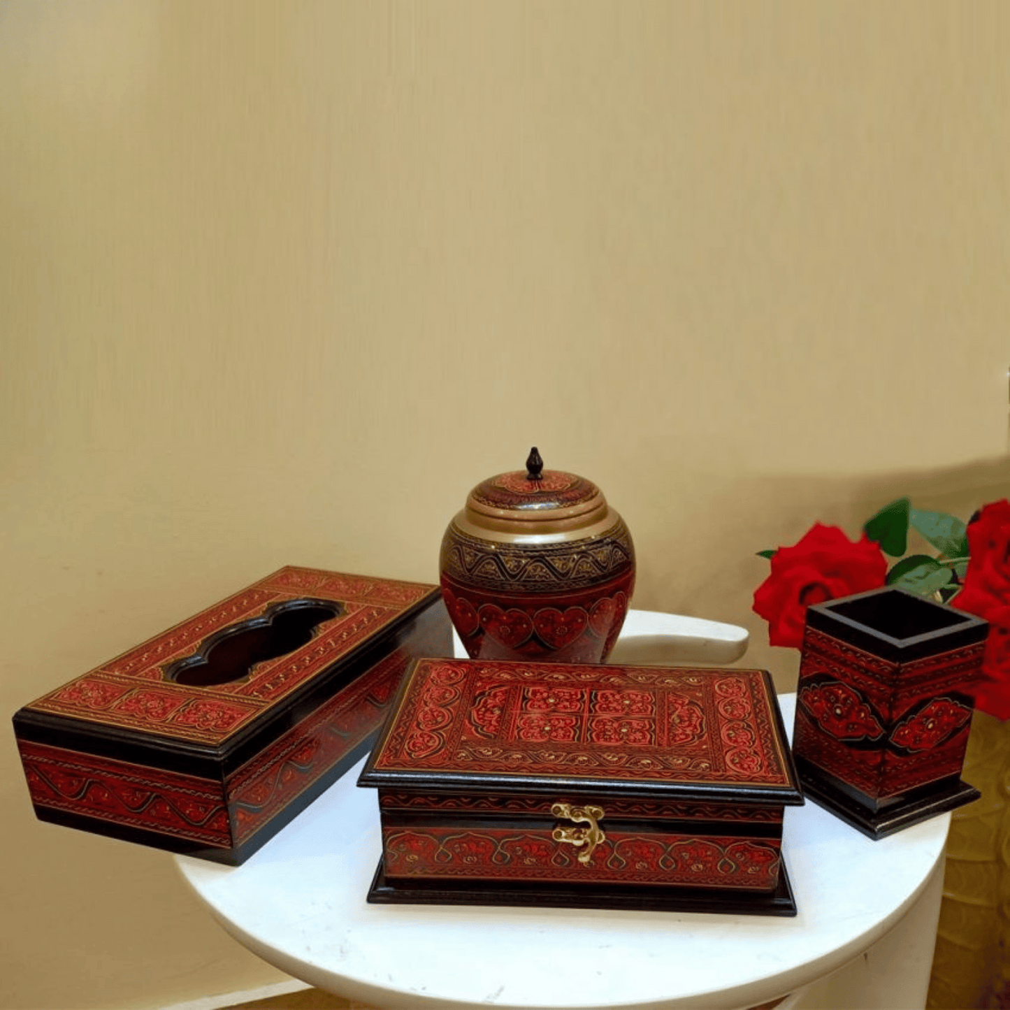 Package Of Handicrafts Wooden Combo Deal Red Lacquer Art