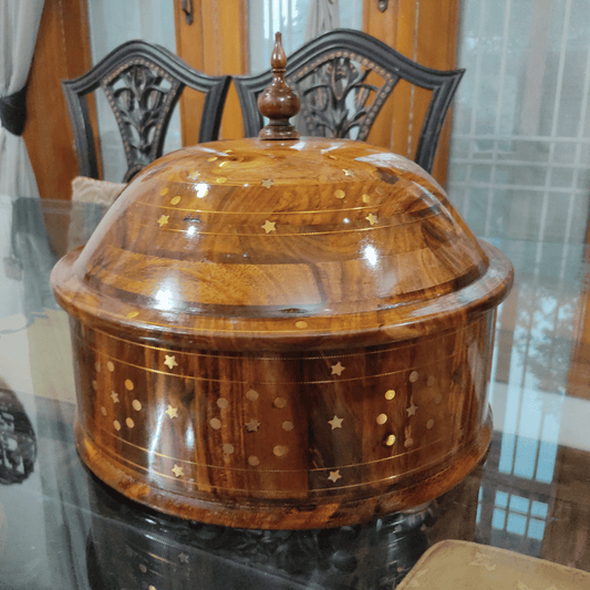 Wooden Hotpot with Brass Work