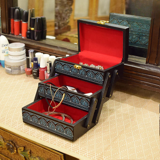 Hand Crafted Multi Portion Jewelry Box Lacquer Art JB-01
