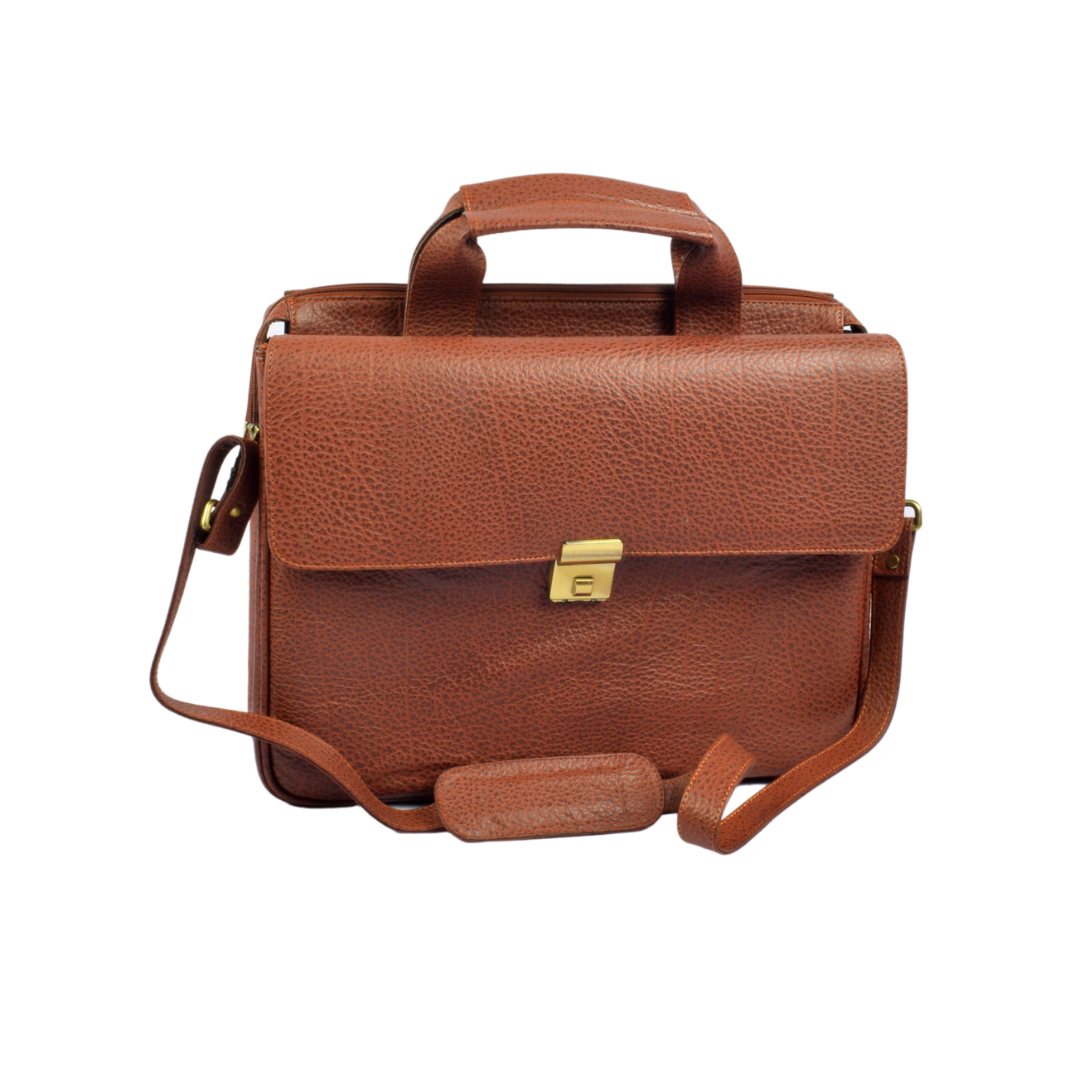 Trendy Luxury Full Grain Buffalo Leather Messenger Bag/Executive Shoulder Satchel Briefcase (Mustard Brown) - Trendy Pakistan