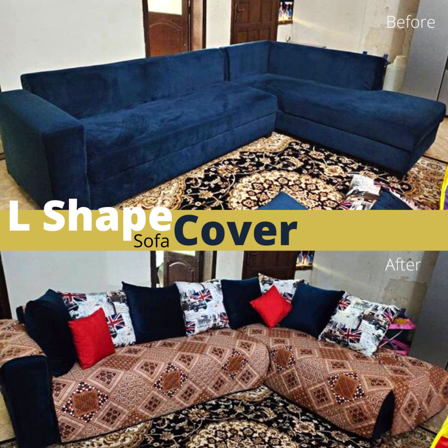 Brown Printed Reversible Sofa Cover Online in Pakistan