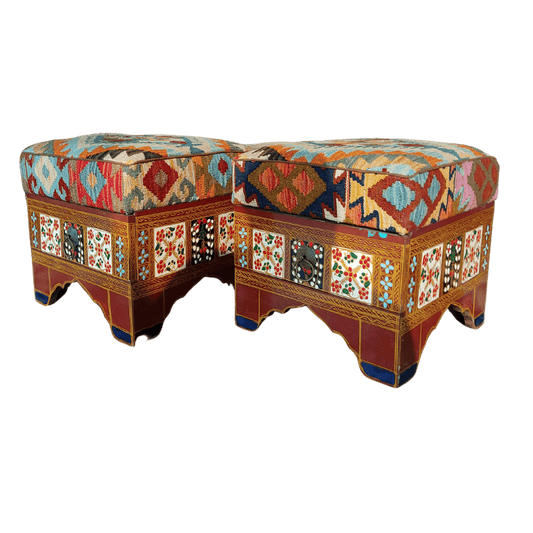 Ottoman Set With Kilim Fitting With Drawer