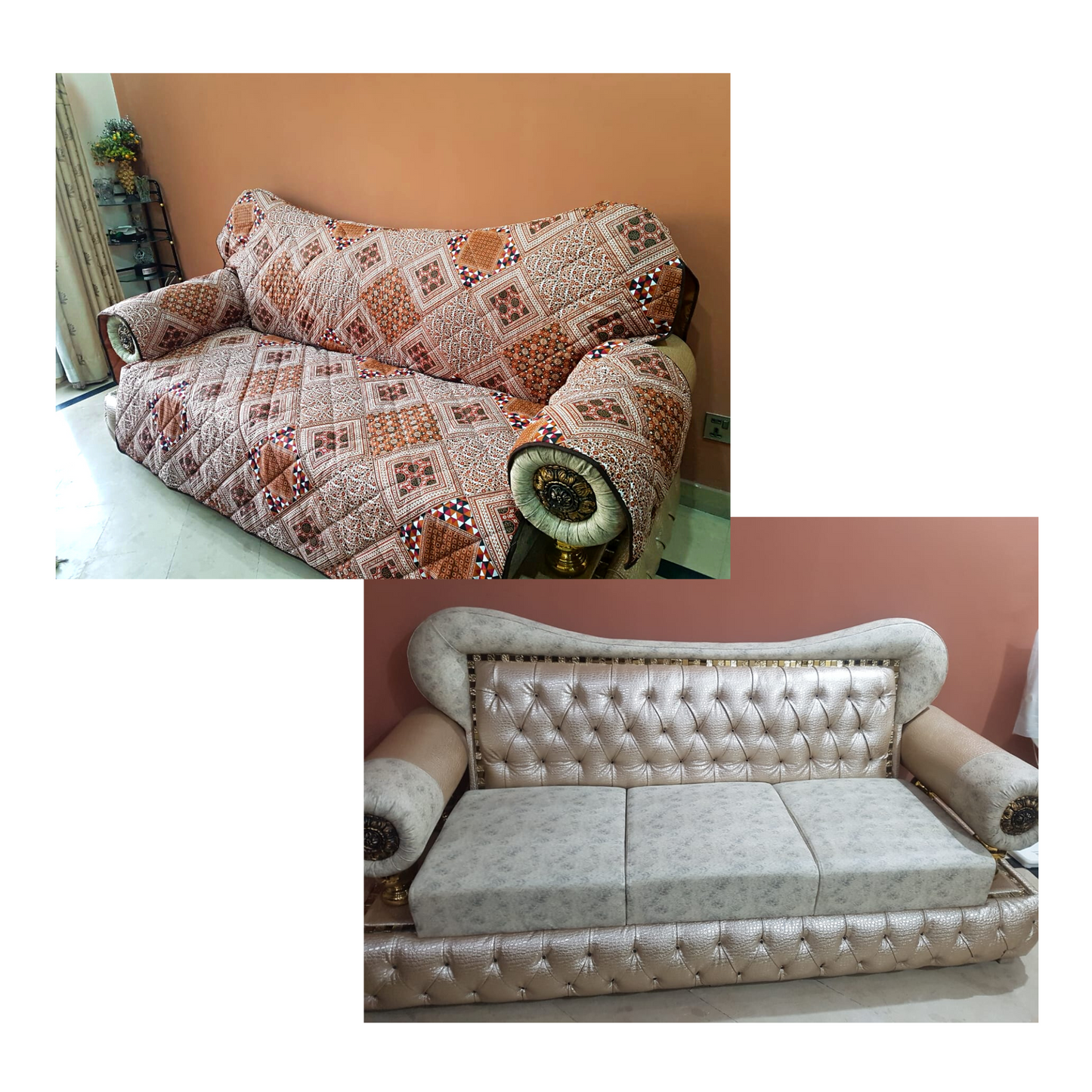 Brown Printed Reversible Sofa Cover Online in Pakistan