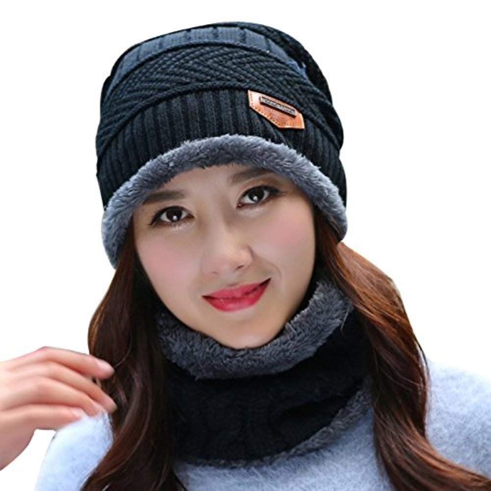 SONG TING Winter Hat And Neck Warmer Knit Cap