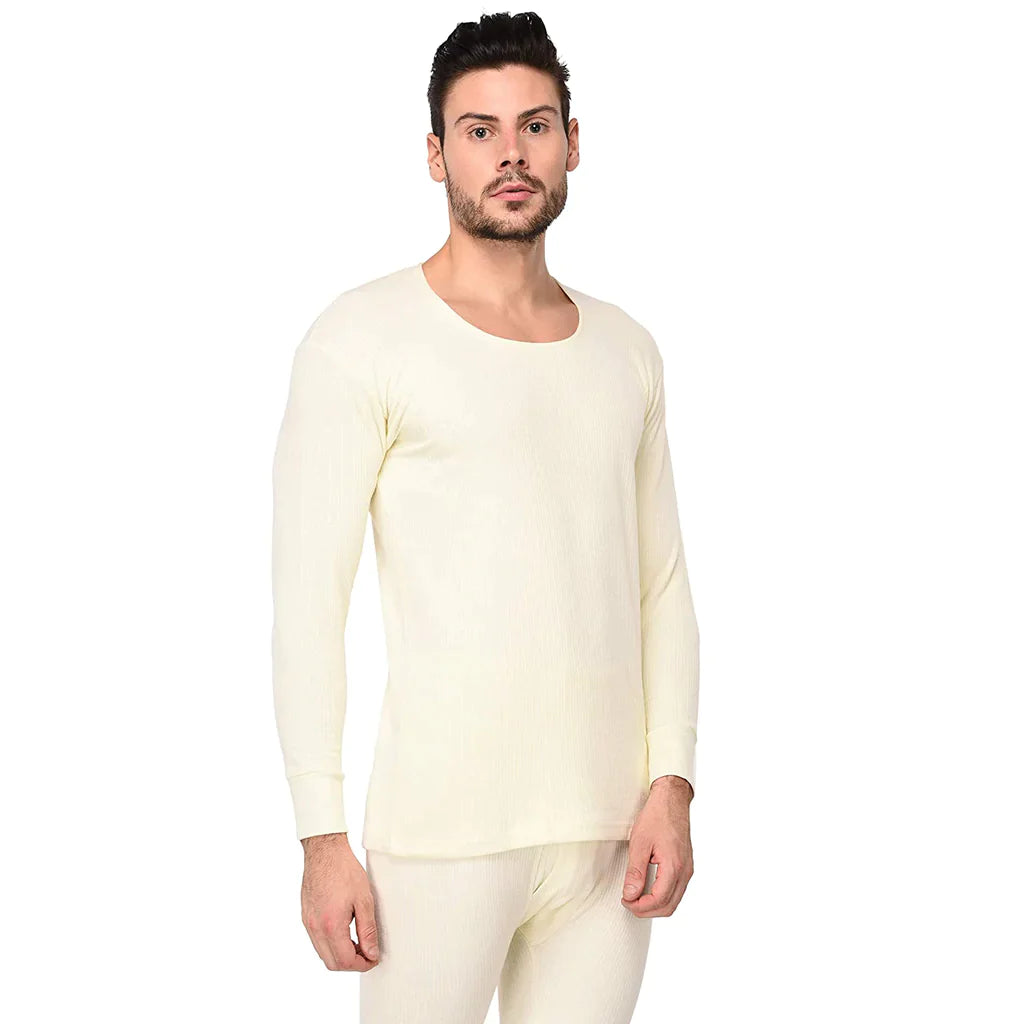 Acrylic Wool Cream Color Thermal Suit , Pure Wool Vest Full Sleeve