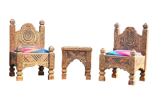 Bedroom Chair Set Original Swati Traditional Style Two Chair With Table