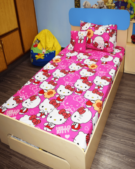 Kitty Printed Single Bed Sheet Kids Bedding