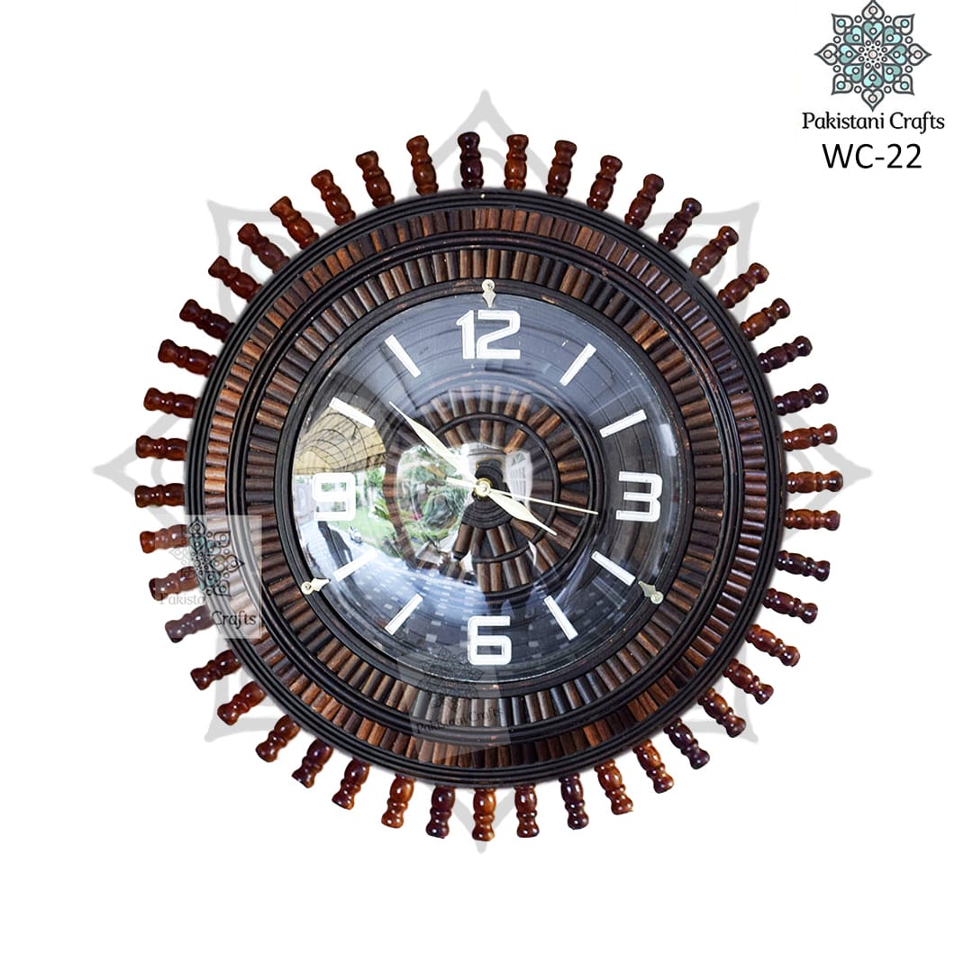 Handmade Wooden Carving Tukri Wall Clock