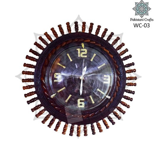 Handmade Carving Tukri Wooden Wall Clock