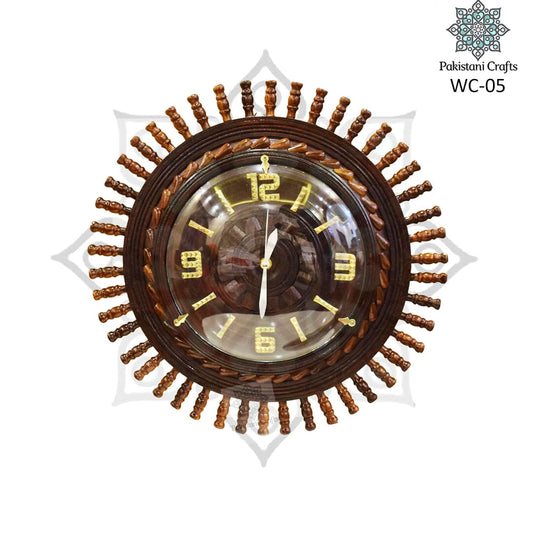 Handmade Wooden Carving Tukri Wall Clock