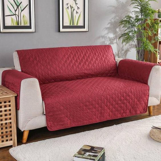 Sofa cover Red Quilted