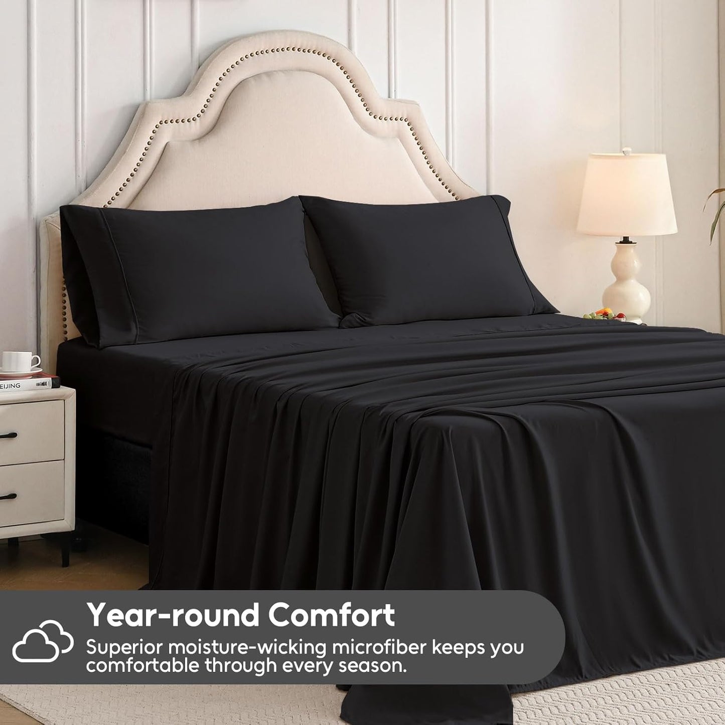 Luxury Extra-Soft Microfiber Fitted Bed Sheet Set – Deep Pocket, Breathable & Wrinkle-Free (Dark Gull Gray, Twin)