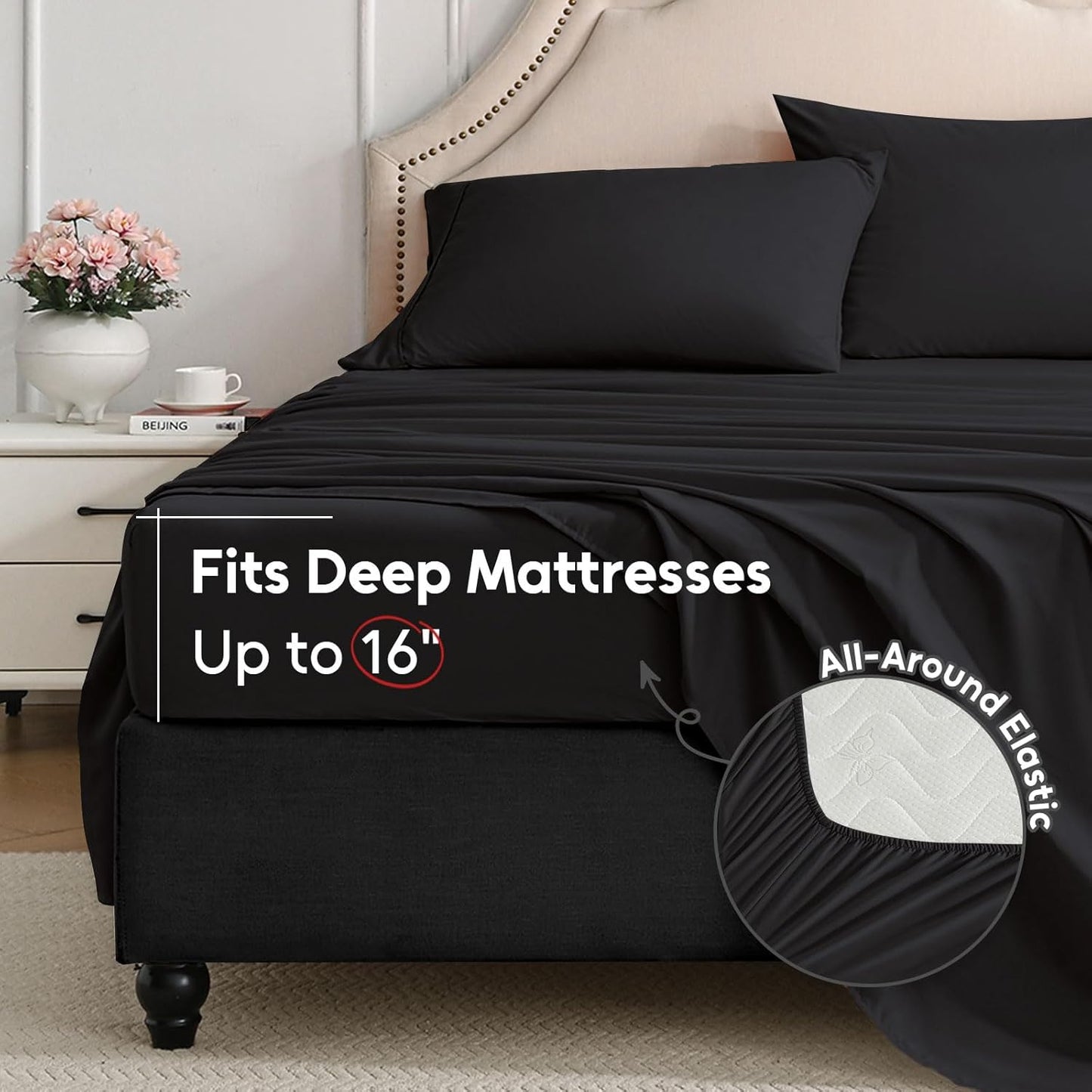 Luxury Extra-Soft Microfiber Fitted Bed Sheet Set – Deep Pocket, Breathable & Wrinkle-Free (Dark Gull Gray, Twin)