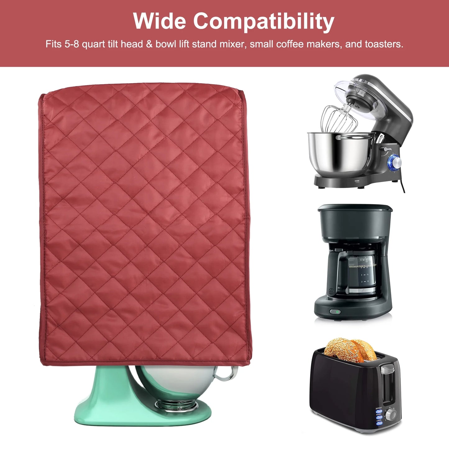 Mixer Cover, EEEkit Kitchen Stand Mixer Dust-Proof Cover with Quilted Pocket Organizer Bag