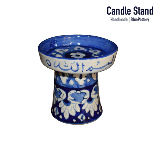 Candle Stand Blue Pottery