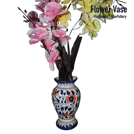 Flower Vase Medium Blue Pottery