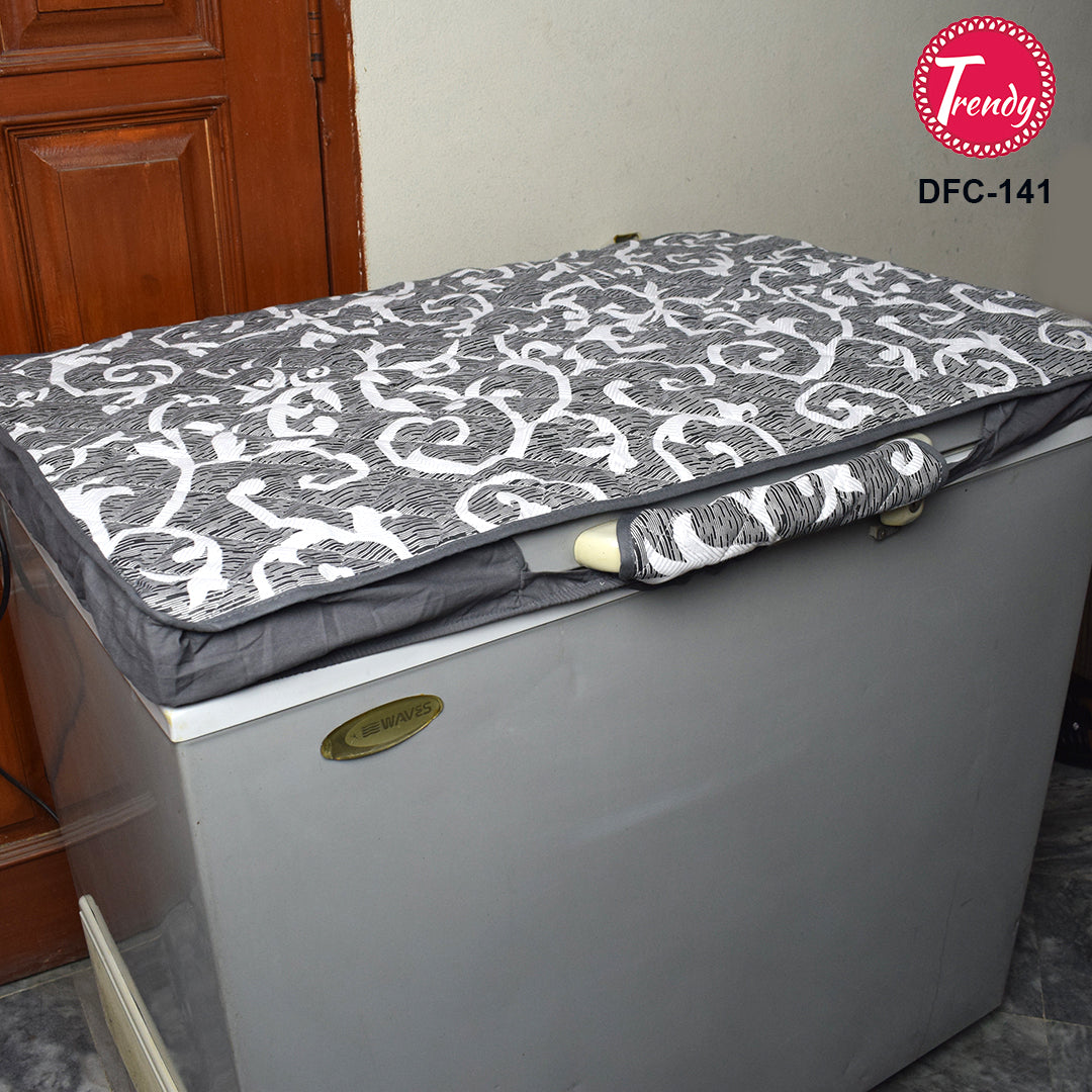 Deep Freezer Top Door Cover Grey Print, Dustproof Cover