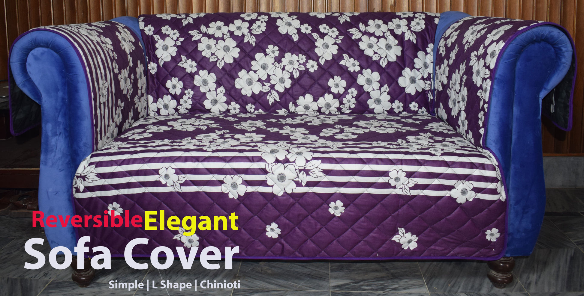 Sofa Cover Purple Print