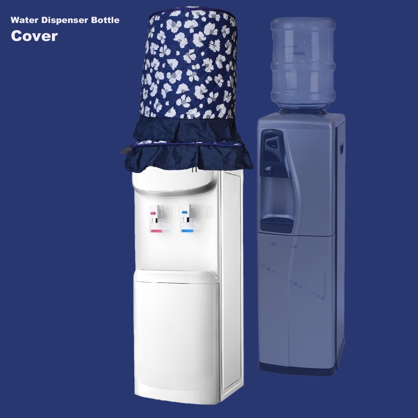 Water Dispenser And Bottle Cover Blue White Print