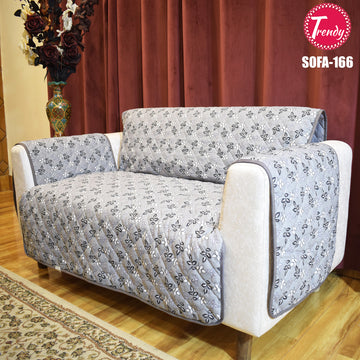 Grey Print Quilted Sofa Cover