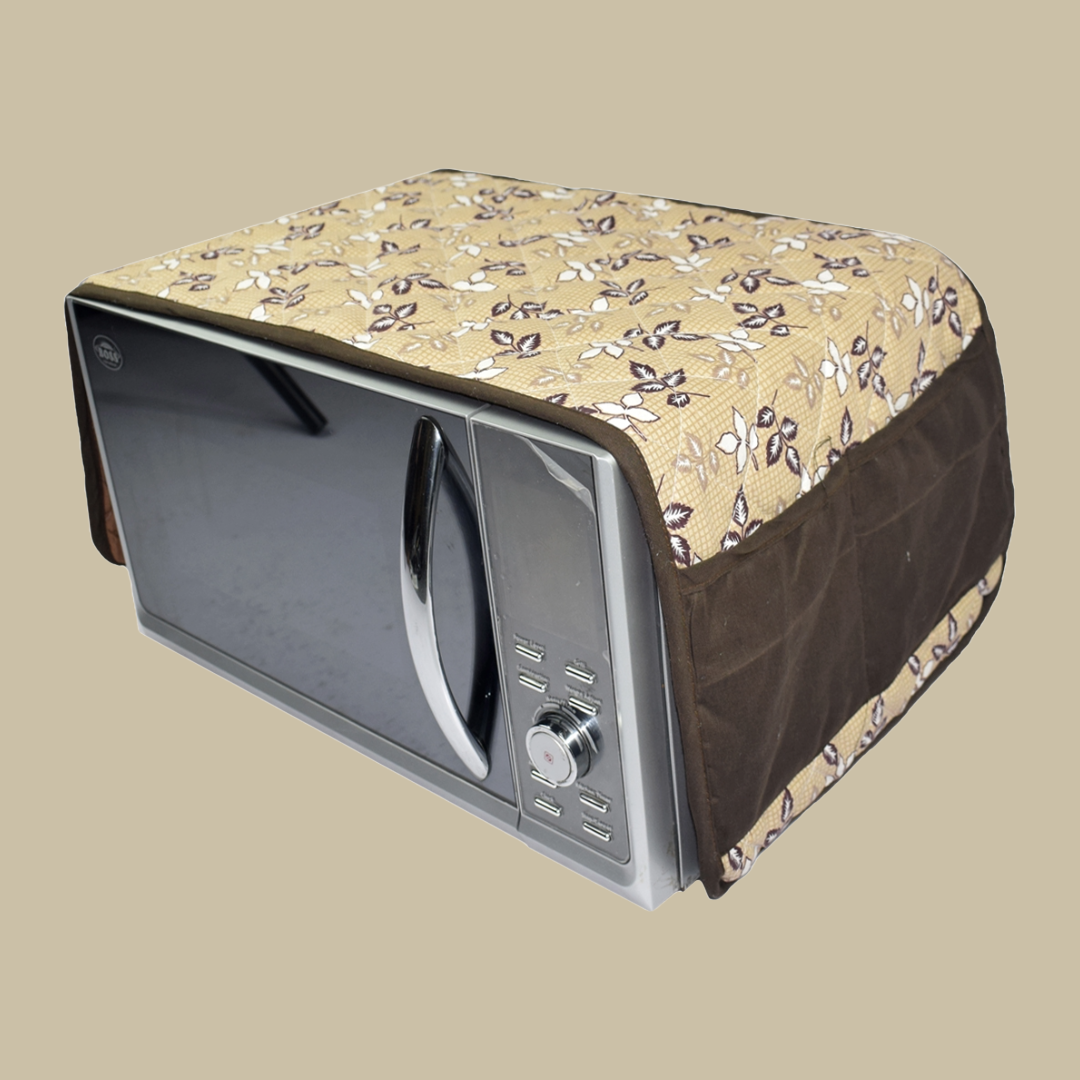 Brown Print Microwave Oven Cover