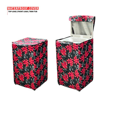 Red Black Floral Washing Machine Cover