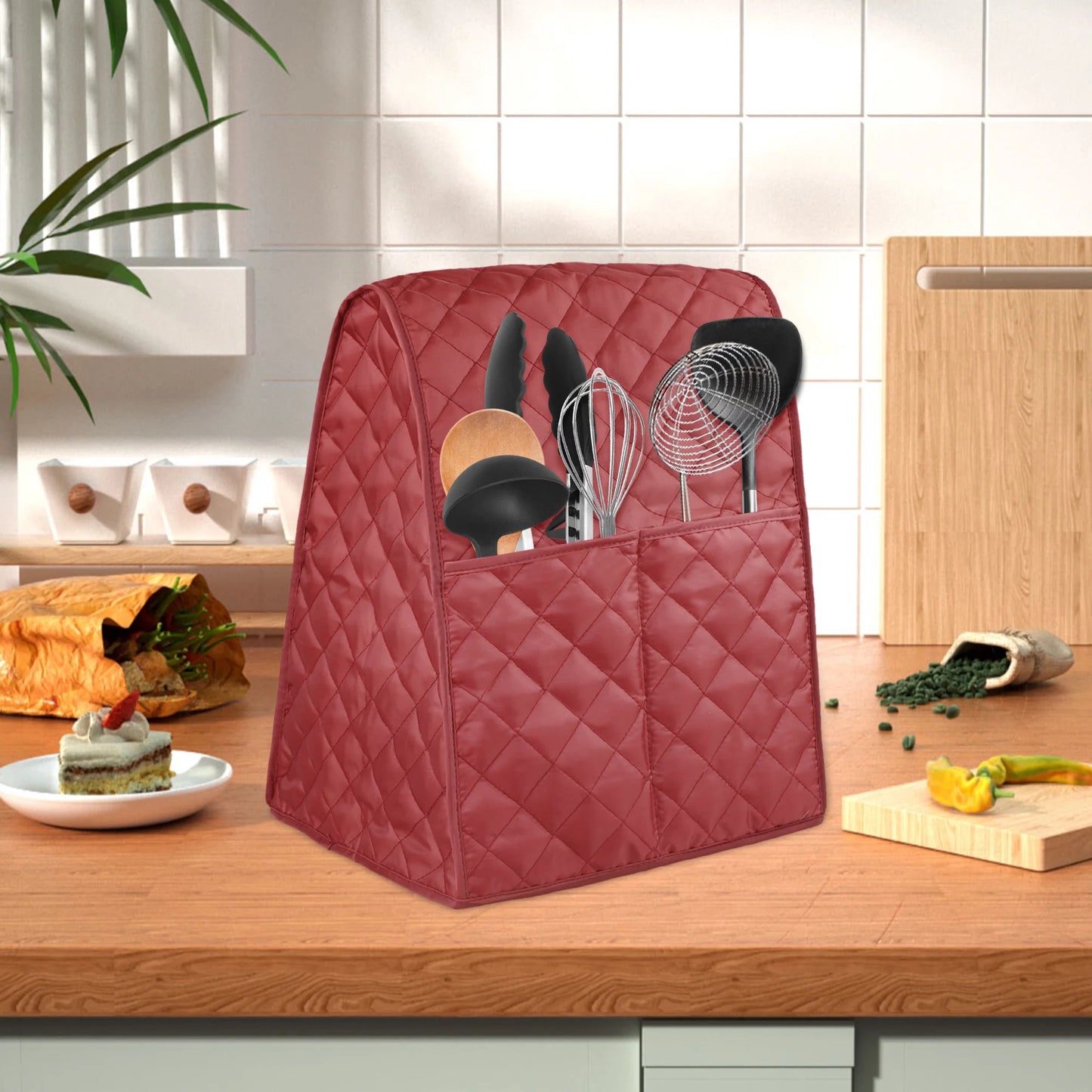 Mixer Cover, EEEkit Kitchen Stand Mixer Dust-Proof Cover with Quilted Pocket Organizer Bag