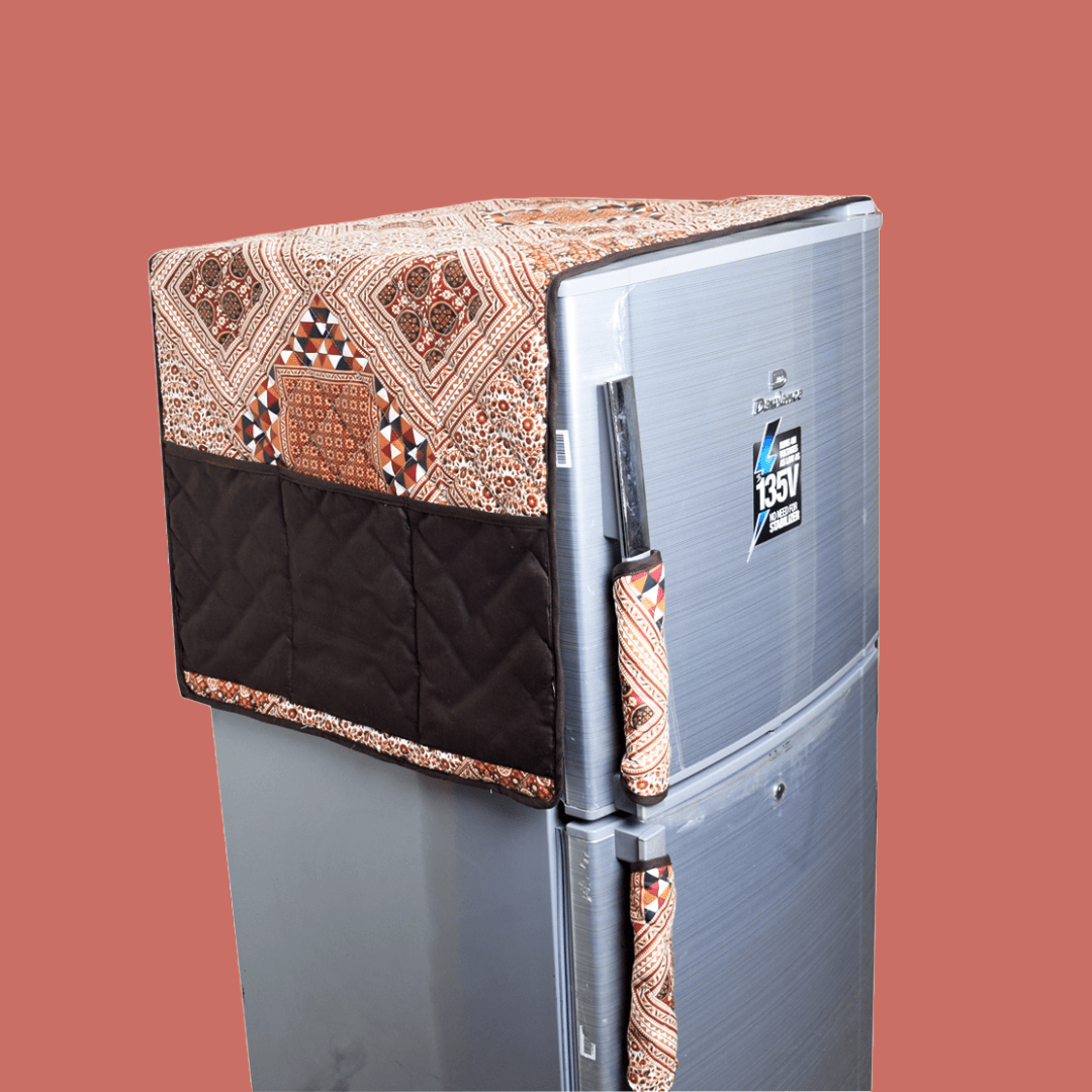 Best Quality Fridge Top Cover with Handle Cover Brown Print - Trendy Pakistan