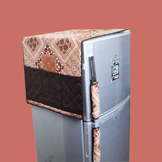 Best Quality Fridge Top Cover with Handle Cover Brown Print - Trendy Pakistan
