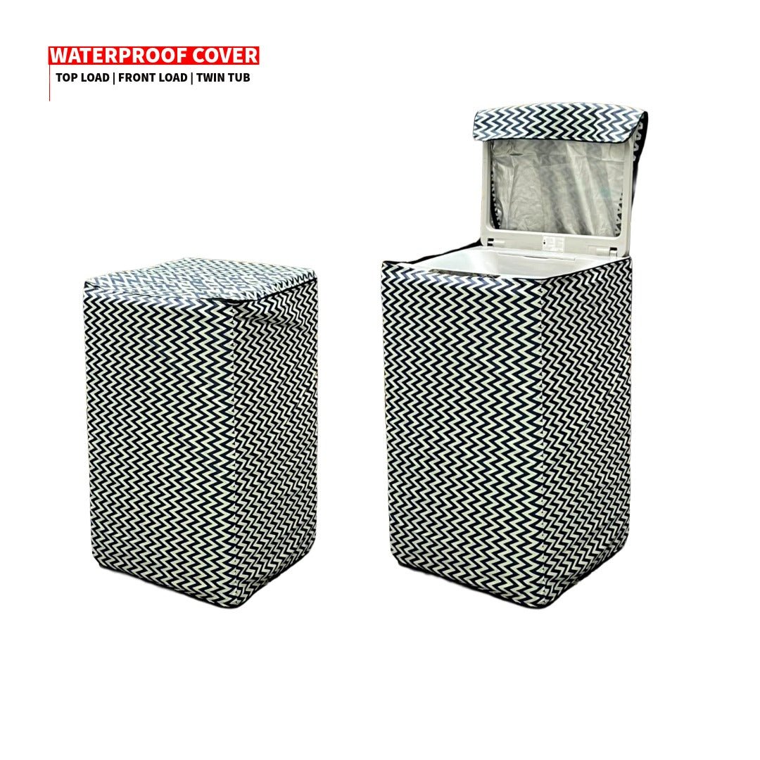 Best Waterproof Washing Machine Cover Grey Black Geometrical | Top Load & Front Load | Trendy Pakistan - Trendy Pakistan