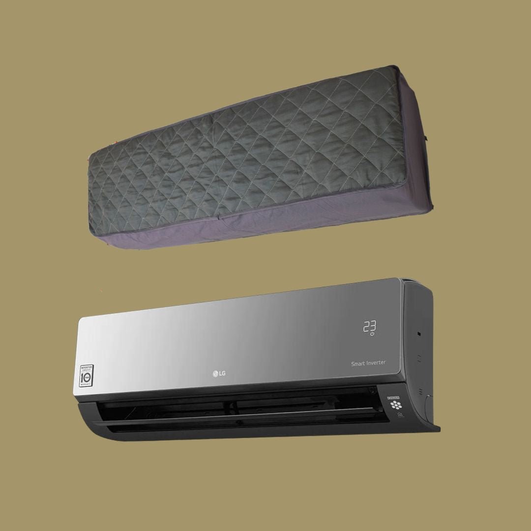 Grey Cotton Quilted Indoor & Waterproof Outdoor Split AC Cover - Trendy Pakistan