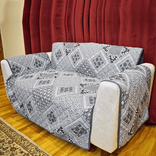 Grey Quilted Sofa Cover in Pakistan – Anti Slip Protective Sofa Runner - Trendy Pakistan
