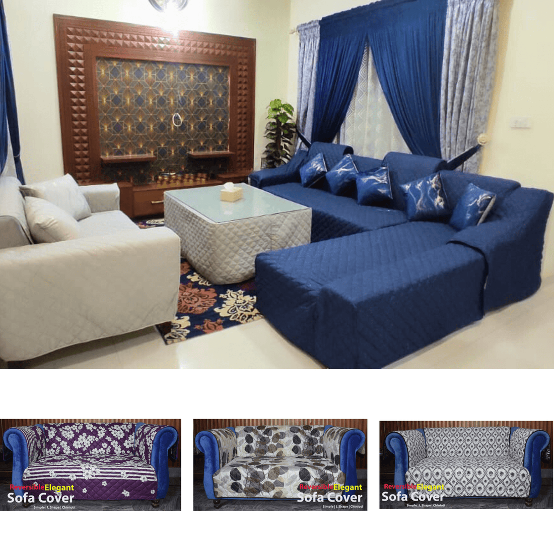 L Shape Corner Sofa Cover Reversible Durable Sofa cover in Pakistan - Trendy Pakistan