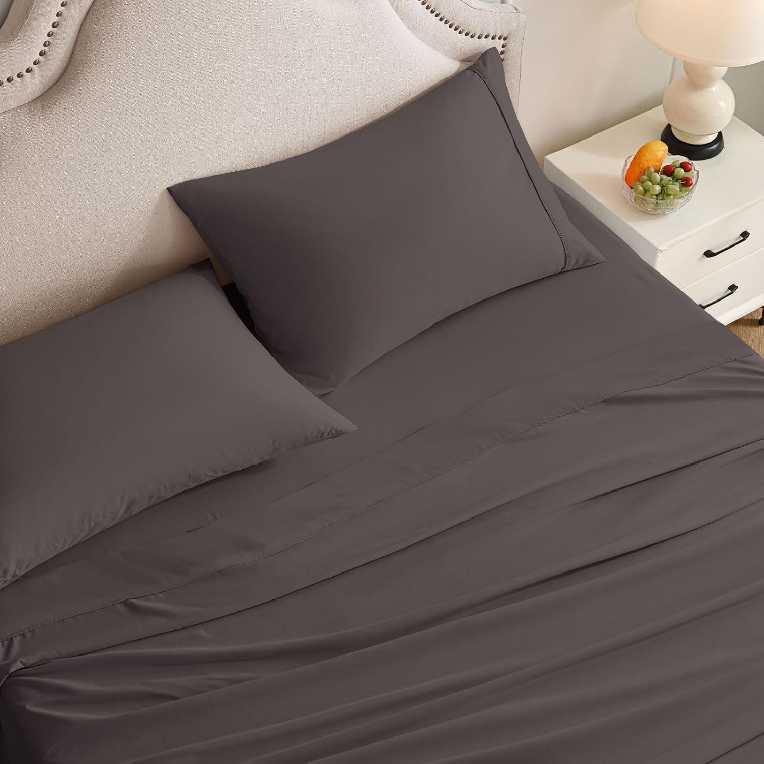 Luxury Extra-Soft Microfiber Fitted Bed Sheet – Deep Pocket, Wrinkle-Free & Breathable (Dark Brown, Twin) - Trendy Pakistan