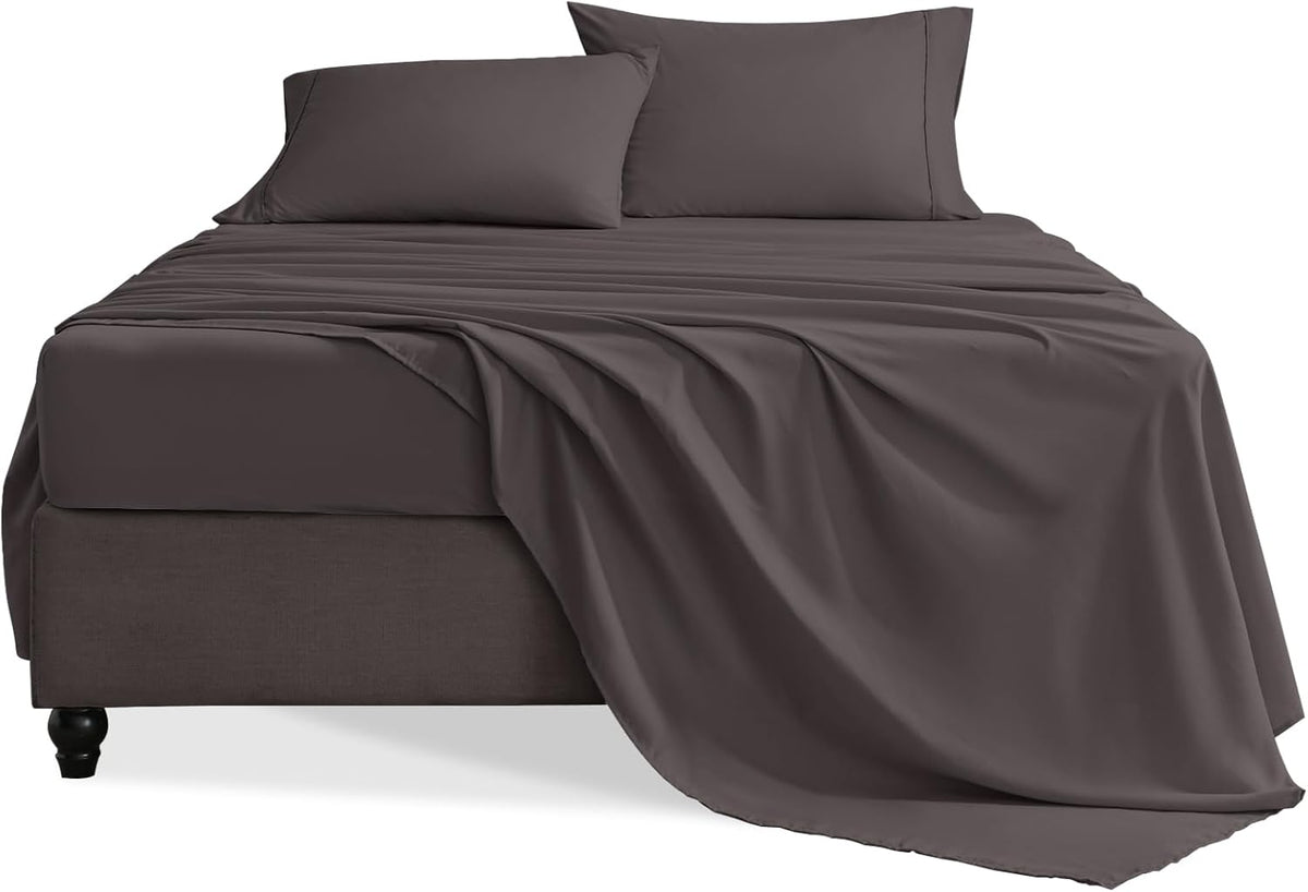 Luxury Extra-Soft Microfiber Fitted Bed Sheet – Deep Pocket, Wrinkle-Free & Breathable (Dark Brown, Twin) - Trendy Pakistan