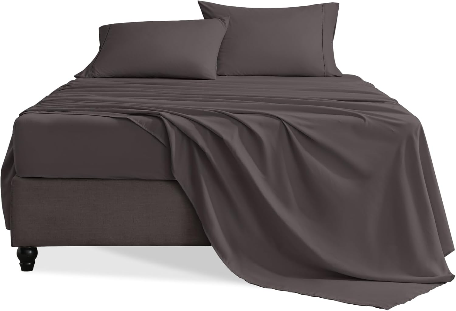 Luxury Extra-Soft Microfiber Fitted Bed Sheet – Deep Pocket, Wrinkle-Free & Breathable (Dark Brown, Twin) - Trendy Pakistan