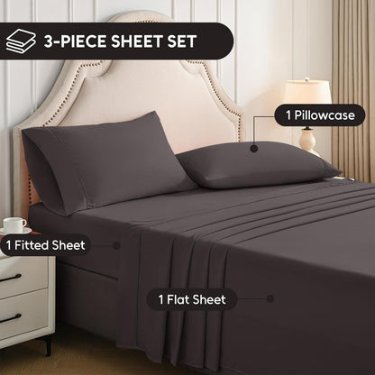 Luxury Extra-Soft Microfiber Fitted Bed Sheet – Deep Pocket, Wrinkle-Free & Breathable (Dark Brown, Twin) - Trendy Pakistan