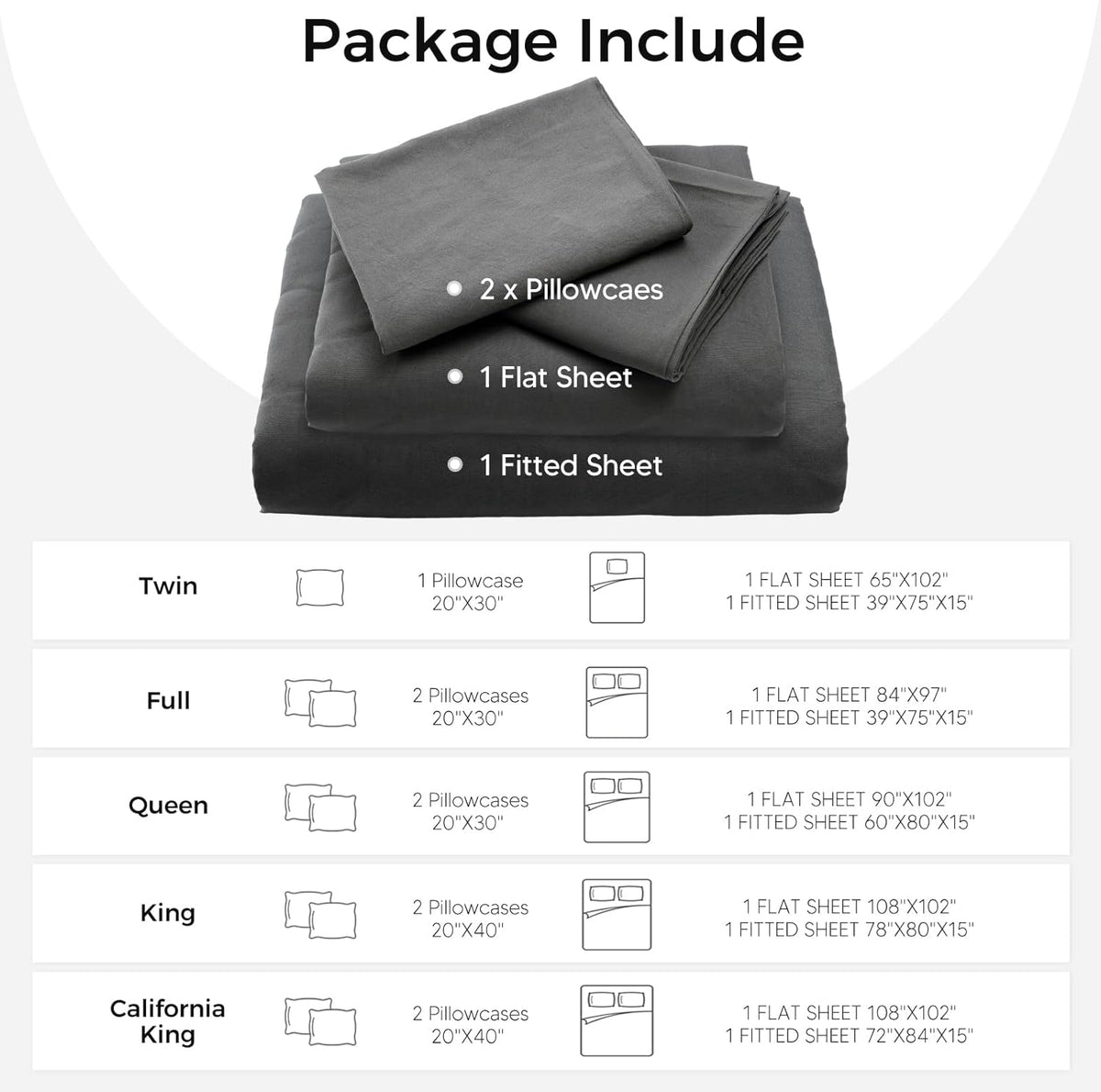 Luxury Hotel Collection 4-Piece Full Sheet Set – Ultra-Soft Microfiber, Extra Deep Pocket with Side Pockets (Grey) - Trendy Pakistan
