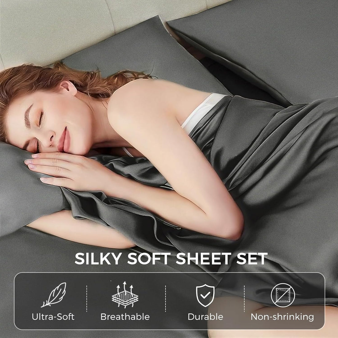 Luxury Hotel Collection 4-Piece Full Sheet Set – Ultra-Soft Microfiber, Extra Deep Pocket with Side Pockets (Grey) - Trendy Pakistan