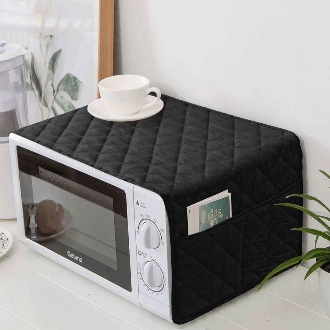Microwave Oven Top Cover Plain Black - Trendy Pakistan
