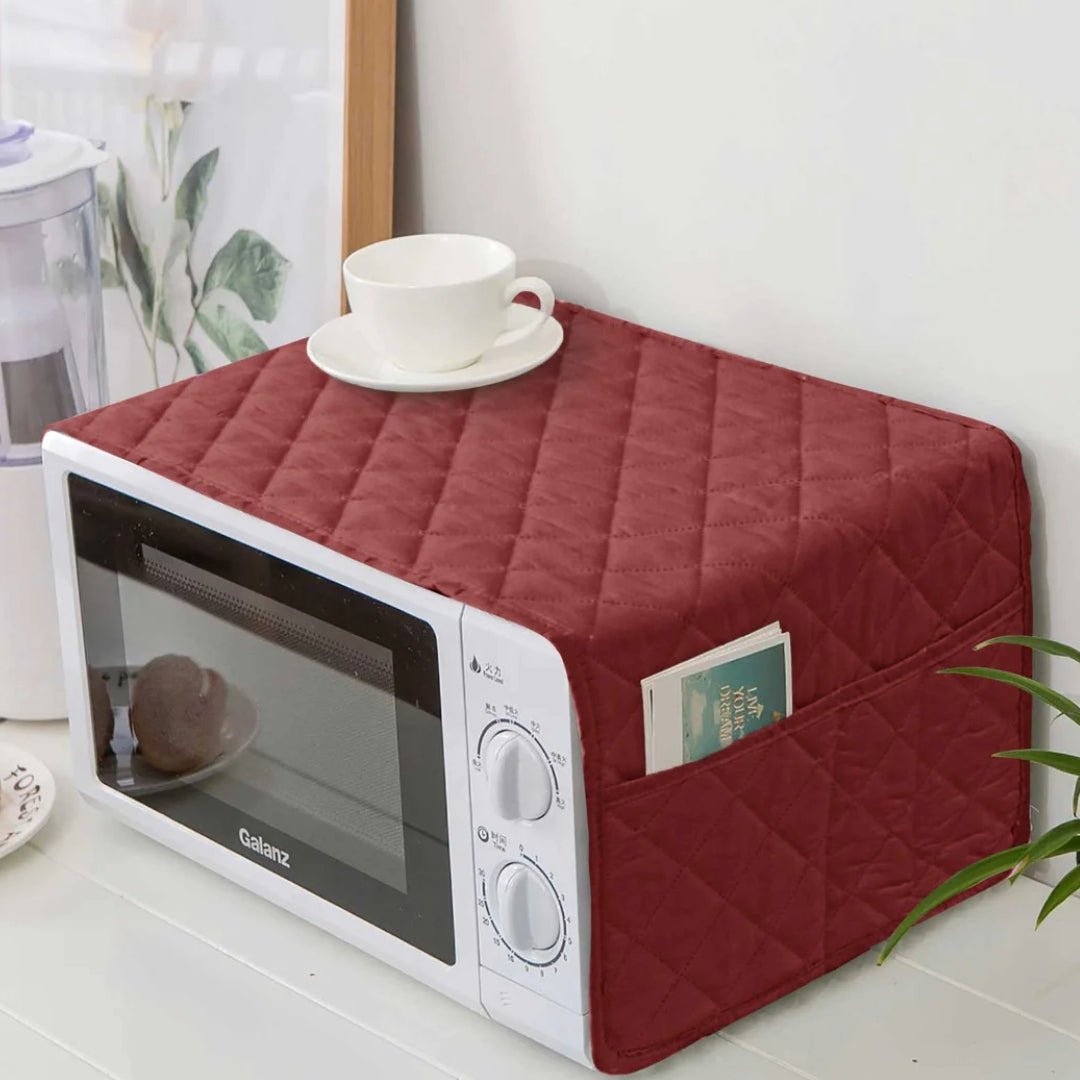 Microwave Oven Top Cover Plain Maroon - Trendy Pakistan