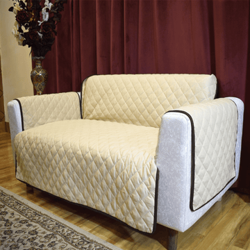 Off White Reversible Quilted Sofa Cover | Cotton Sofa Protector - Trendy Pakistan