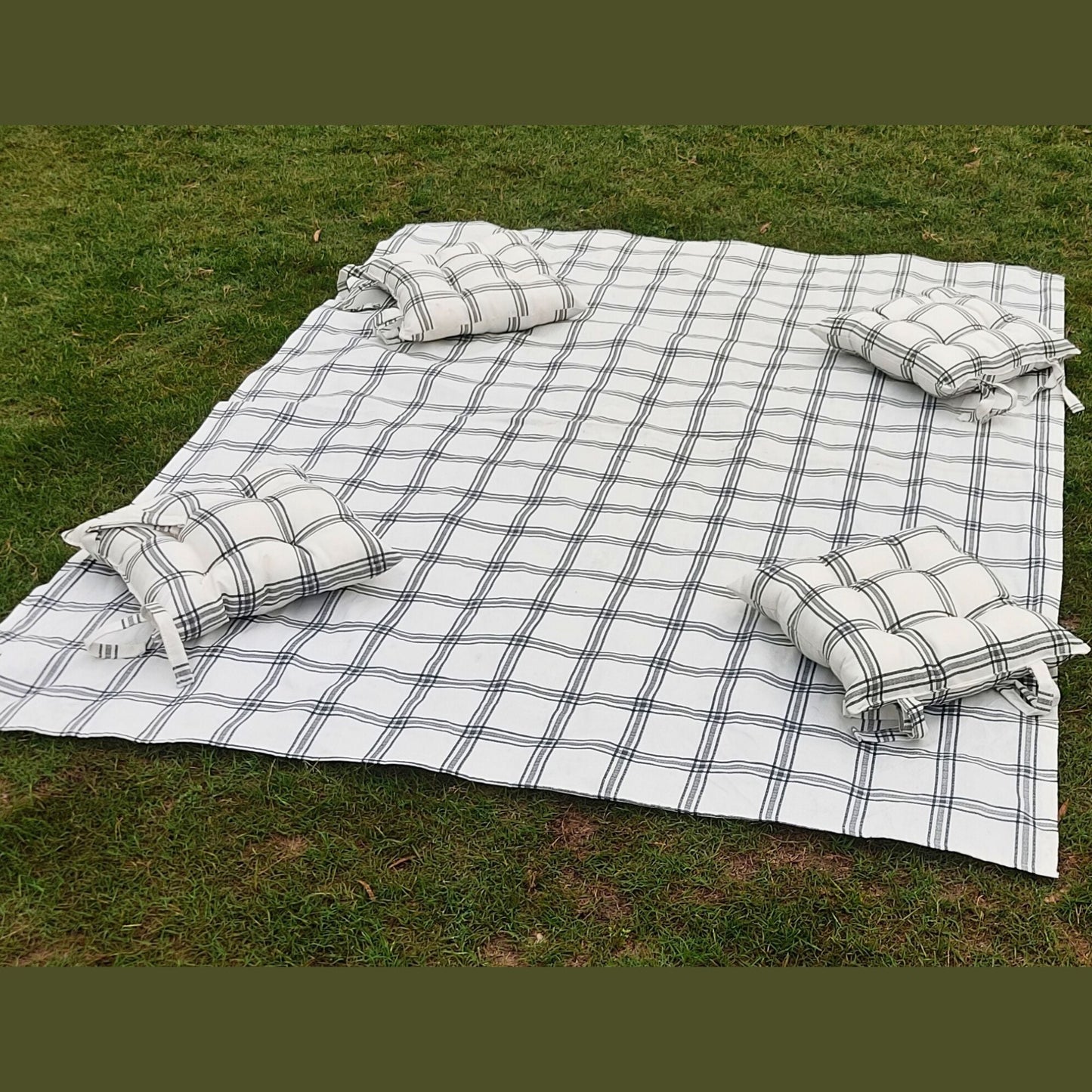 Outoor Picnic Mat with Floor Cushion | Fluffy Thick Fabric Picnic Mat | Dinning Matts - Trendy Pakistan