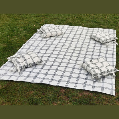 Outoor Picnic Mat with Floor Cushion | Fluffy Thick Fabric Picnic Mat | Dinning Matts - Trendy Pakistan