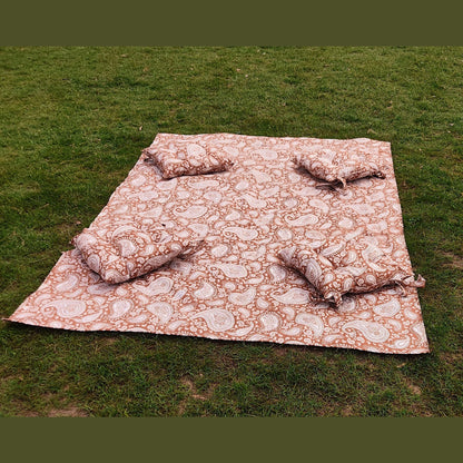 Outoor Picnic Mat with Floor Cushion | Fluffy Thick Fabric Picnic Mat | Dinning Matts - Trendy Pakistan