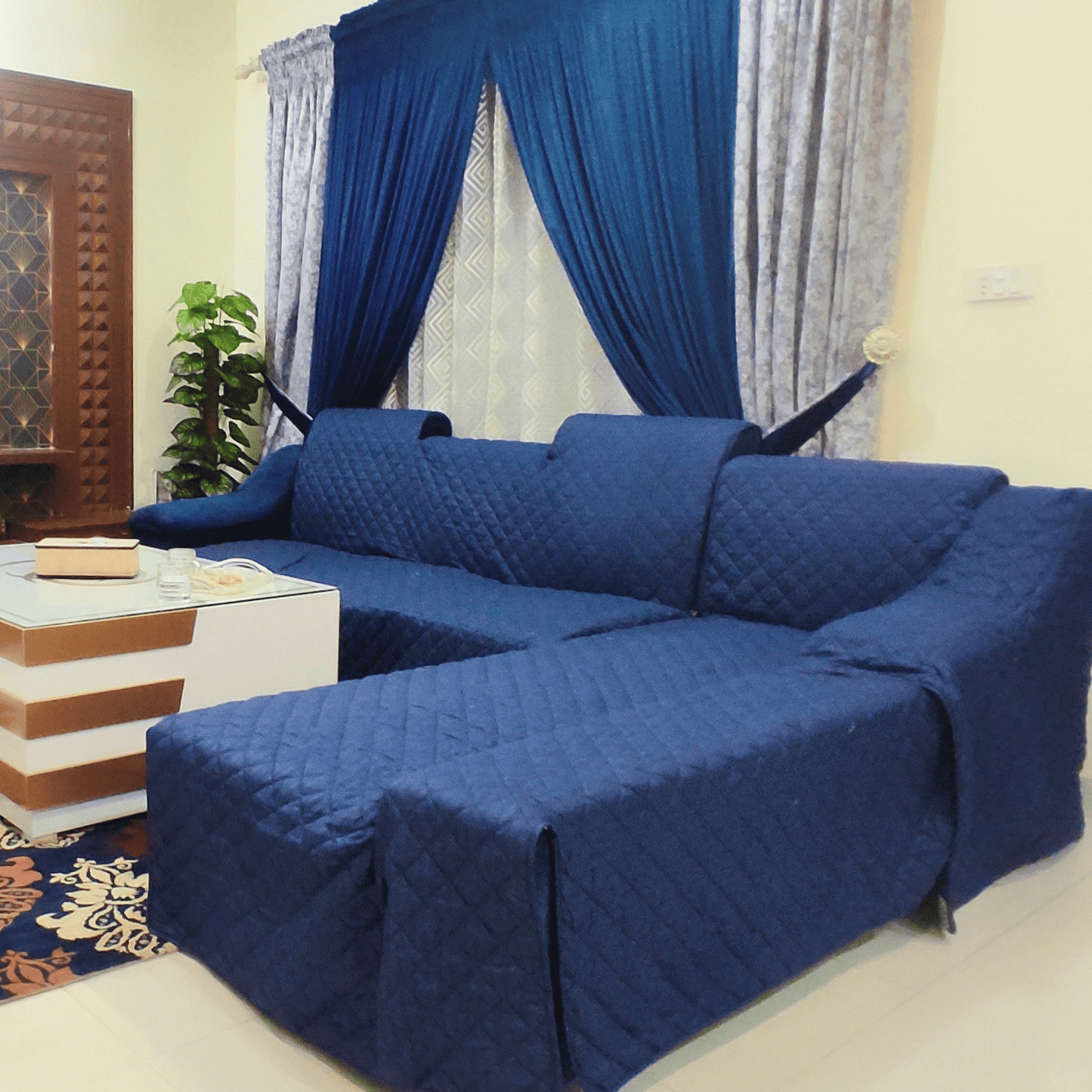 Premium Custom L Shape Sofa Cover – Quilted Sofa Protector | Made to Measure | Trendy Pakistan - Trendy Pakistan