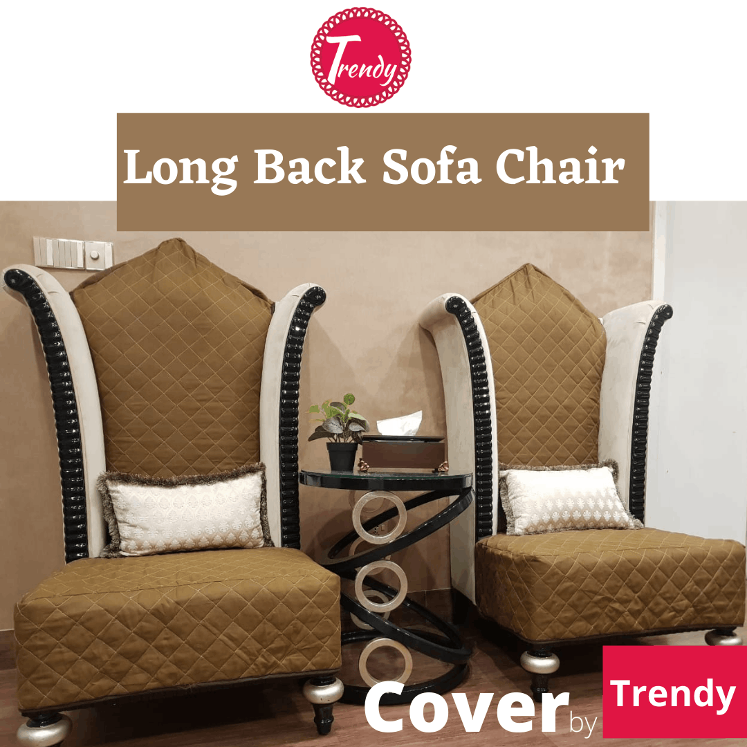 Premium Pair of Customized Long Back Room Chair Cover | Cotton Quilted Chair Protector - Trendy Pakistan