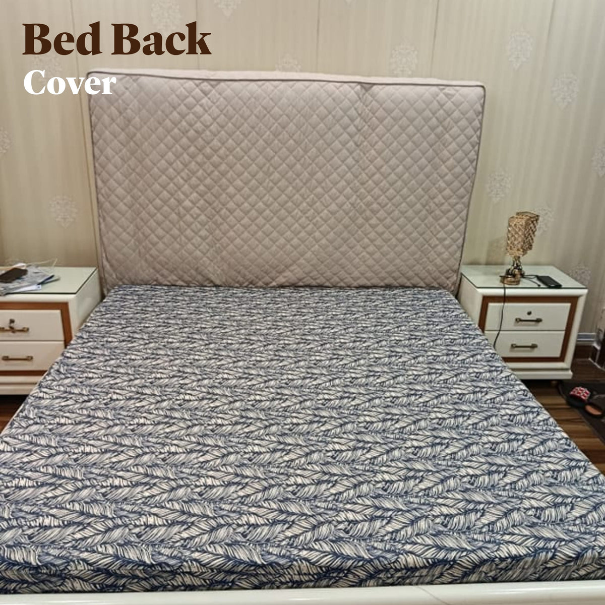 Premium Quilted Bed Back Cover – Dust & Stain Protector for All Pakistani Bed Sizes | Luxury Headboard Cover - Trendy Pakistan